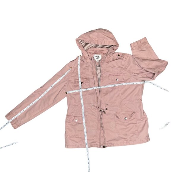 Outer Edge Women's Pink Utility Canvas Windbreaker Jacket w/Drawsting Hoodie XL - Picture 5 of 8